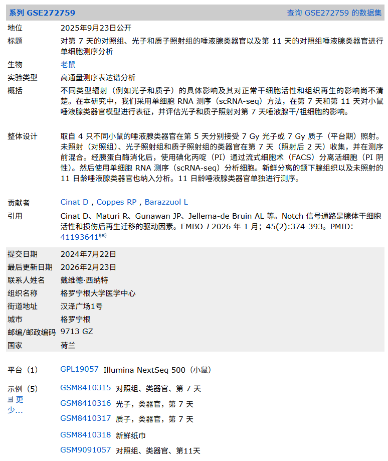 放射性颌骨骨坏死（ORN）单细胞测序公共数据集整理
